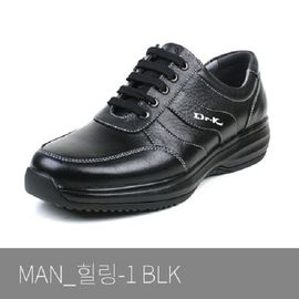 [Dr.K] Men's Walking Shoes Comfort Sneakers Healing1 BLACK-Leather Fashion Sneakers with Arch Support, Walking Shoes for Foot and Heel Pain Relief-Made in Korea